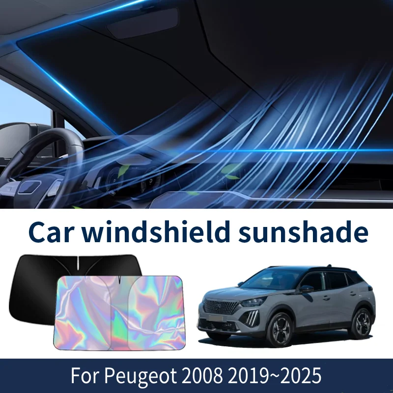 

Front Windshield Sunshade For Peugeot 2008 MK2 2019~2025 2024 2023 Car Sun Visor Heat Insulation Summer Cooling Accessories