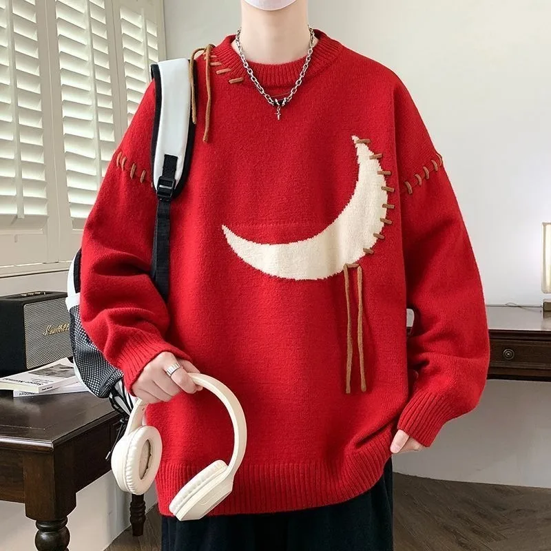 

Loose Fit Knitted Sweater for Teenage Boys Heavy Weight 250 Pou Autumn Winter Faion oulder Drop Long Sve round Ne...