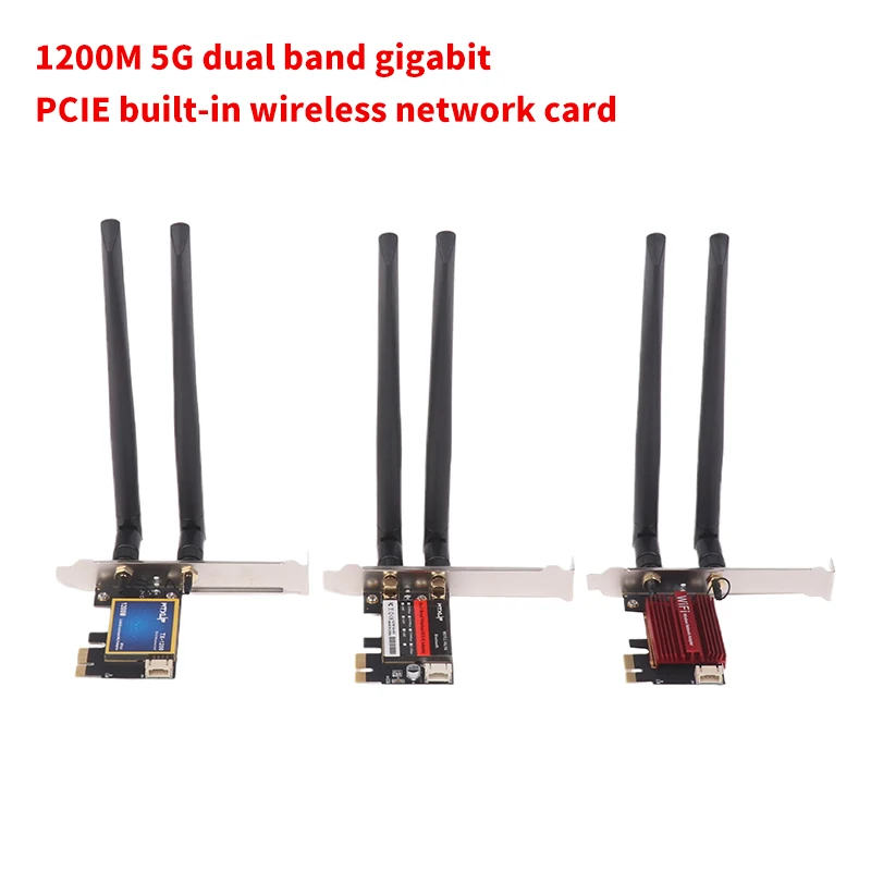 WiFi 5 PCI-E Wireless Adapter AC1200 Network Card Dual Band 2.4G/5GHz 802.11AC For Bluetooth 4.0 Desktop Windows 7/8/10/11