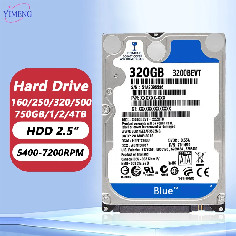 160GB 250GB 320GB 500GB 750GB Internal Hard Disk Drive SATA2 5400RPM-7200RPM 1TB 2TB 4TB 2.5