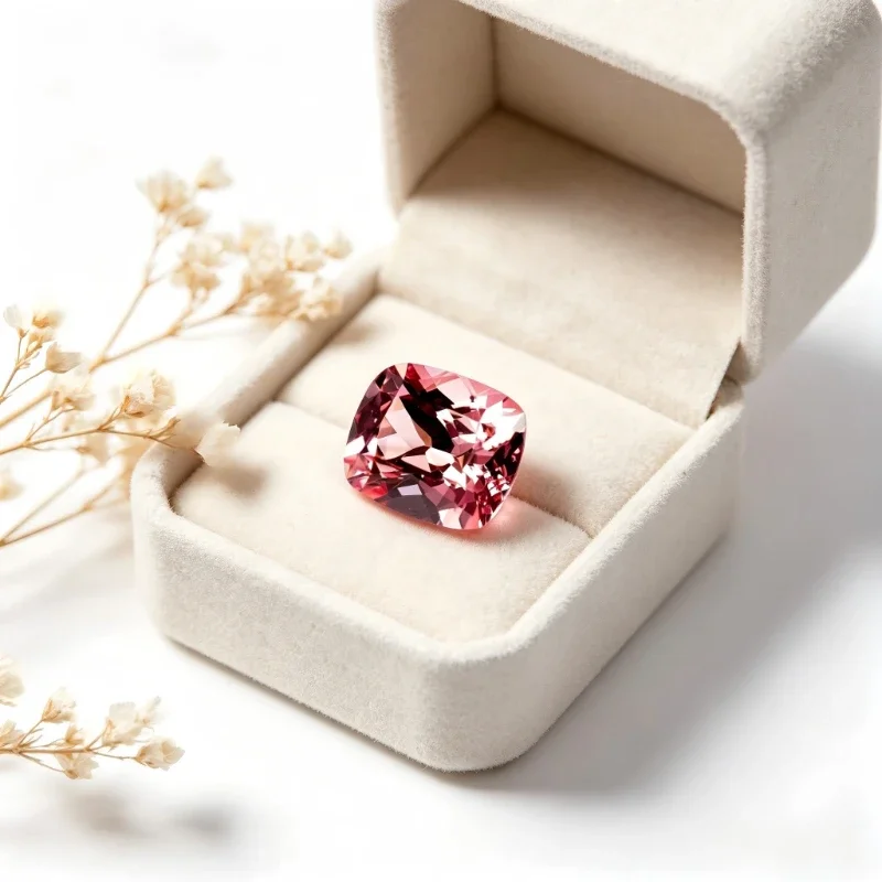 Künstlicher Edelstein Padparadscha Roter Lotus-Farbton Rechteckige Kissenform Mit Zertifikat Fabrik-Großhandelspreis – Detail 4