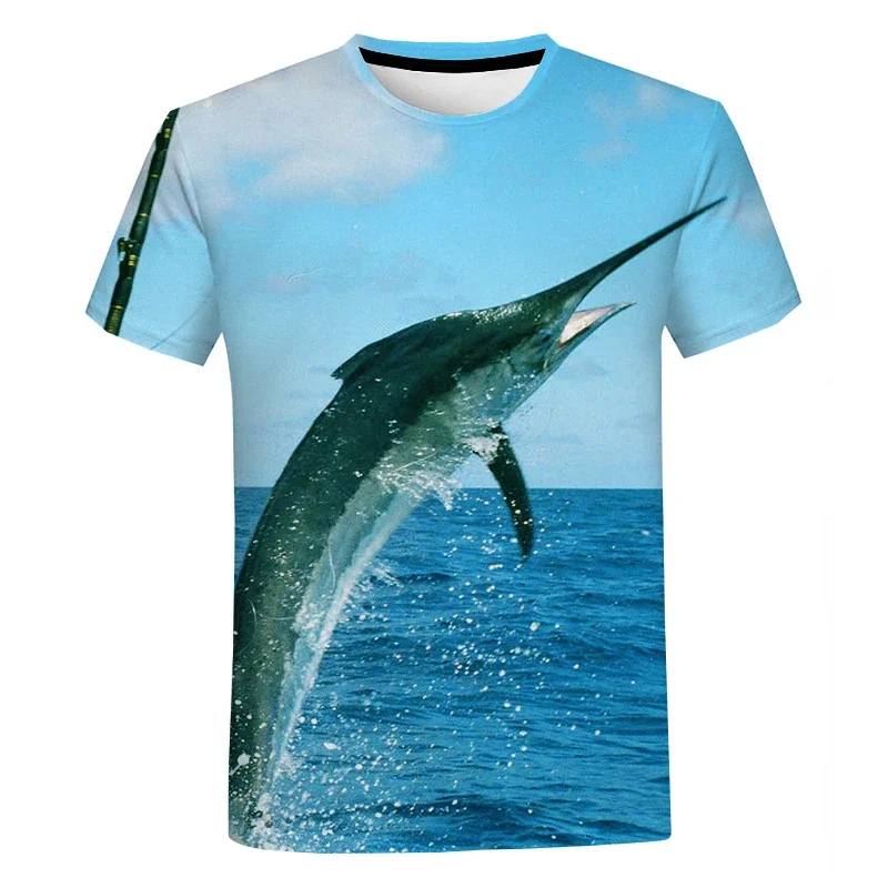 

Summer popular printed T-shirt fish fishing men's and women's 3D catfish printed T-shirt short sleeve casual top