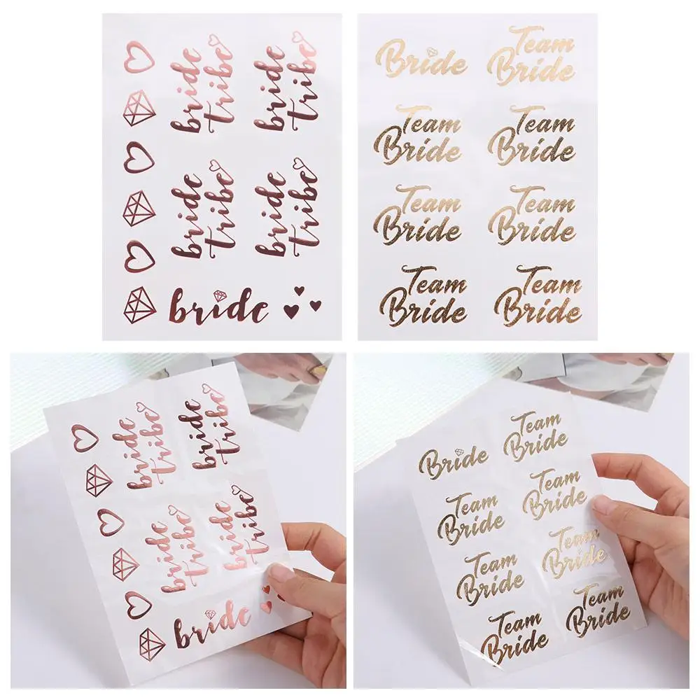 ملصقات وشم للحفلات الذهبية المؤقتة الإبداعية الساخنة ختم ملصق مقاوم للماء ملصقات رائعة لحفلات الزفاف العروس فريق العروس