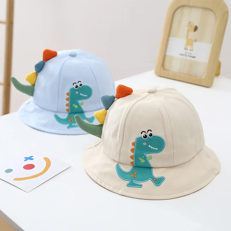 New Cartoon Dinosaur Summer Baby Hat for Girls Boys Panama Toddler Wide Brim UV Beach Sun Cap Outdoor Children Fisherman Hat