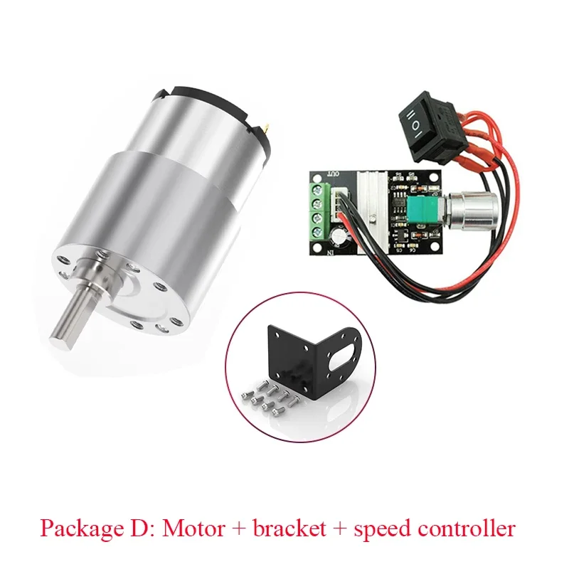 JGB37-520 DC 12V 24V Reduction Gear Motor Large Torque High Power 15kg 7RPM-960RPM 520 Gear Motor Reversed Motor