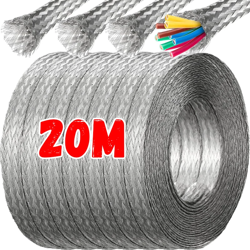 1-20M Expandable Copper Braided Sleeve Signal Wire Cable Shielded Braid Welding Solder Metal Sheath Screening Wiring Accessories