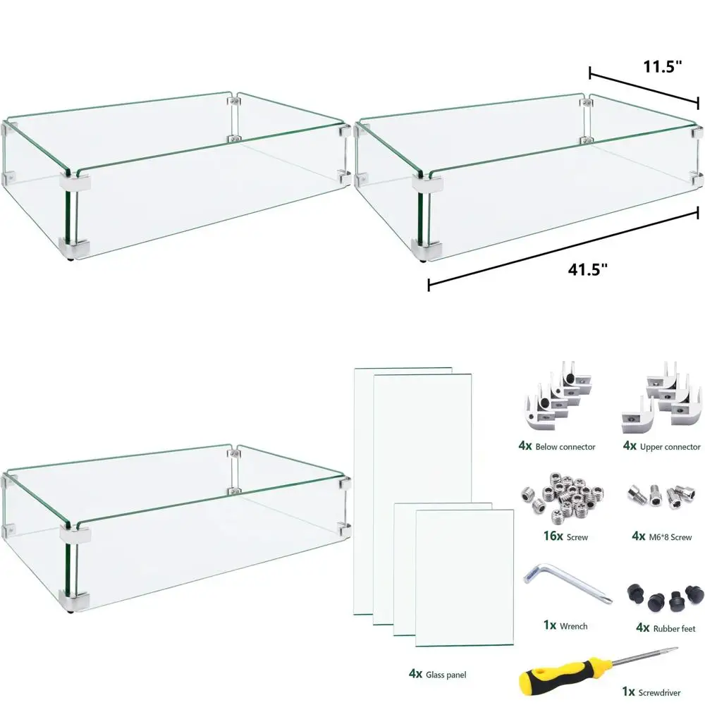 

Защитный экран для костровой чаши из закаленного стекла 41,5 дюйма с инструкцией по легкой сборке и отверткой в комплекте