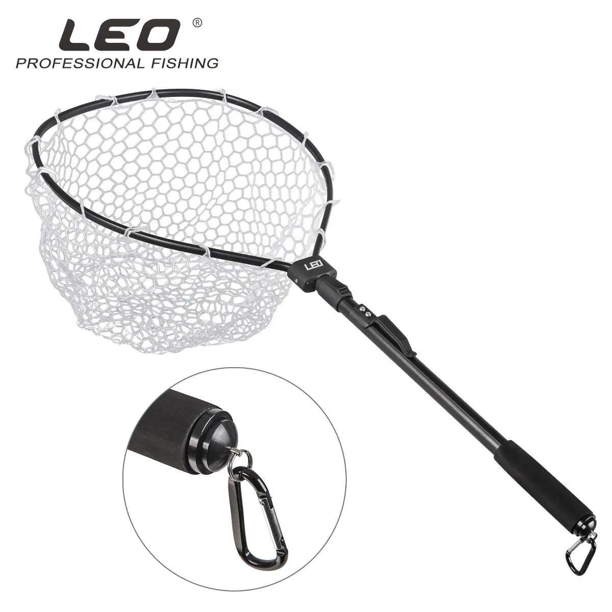28079 LEO/LEO [Black Aluminum Alloy Quick Folding Handwritten Net Rubber Net] Flying Fishing Net
