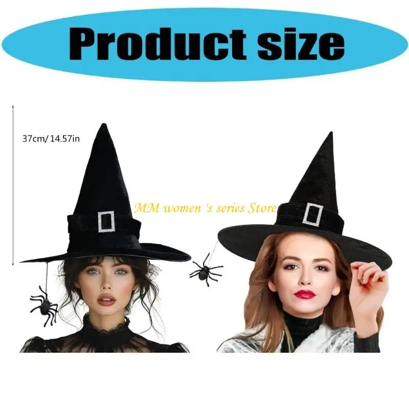 Q39C Beautiful Witch Hat Pendant Halloween Hat Unisex Personality Breathable Hat