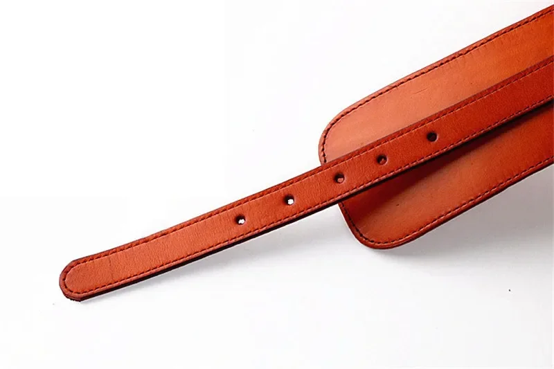 Women's Vintage First Layer Cowhide Leather High Quality Belt with Skirt Coat Elastic Belt