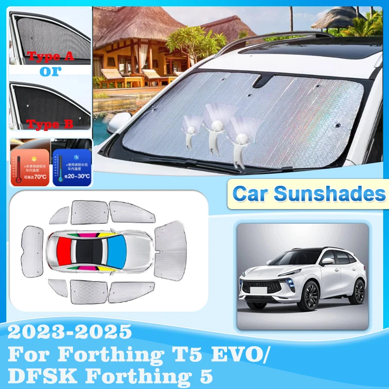 

Car Coverage Sunshades For Forthing T5 EVO Car Accessories DFSK Forthing 5 2023-2025 Sunscreen Sunshade Covers Curtain Sun Visor