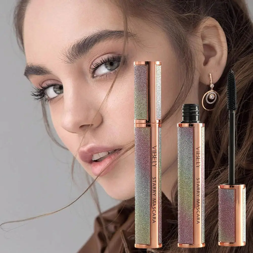 Zwarte Dikke Verlenging Mascara Zijde Vezel Wimper Hemel Mascara Extensie Waterdichte Starry Make-Up Cosmetische 3d L3g2