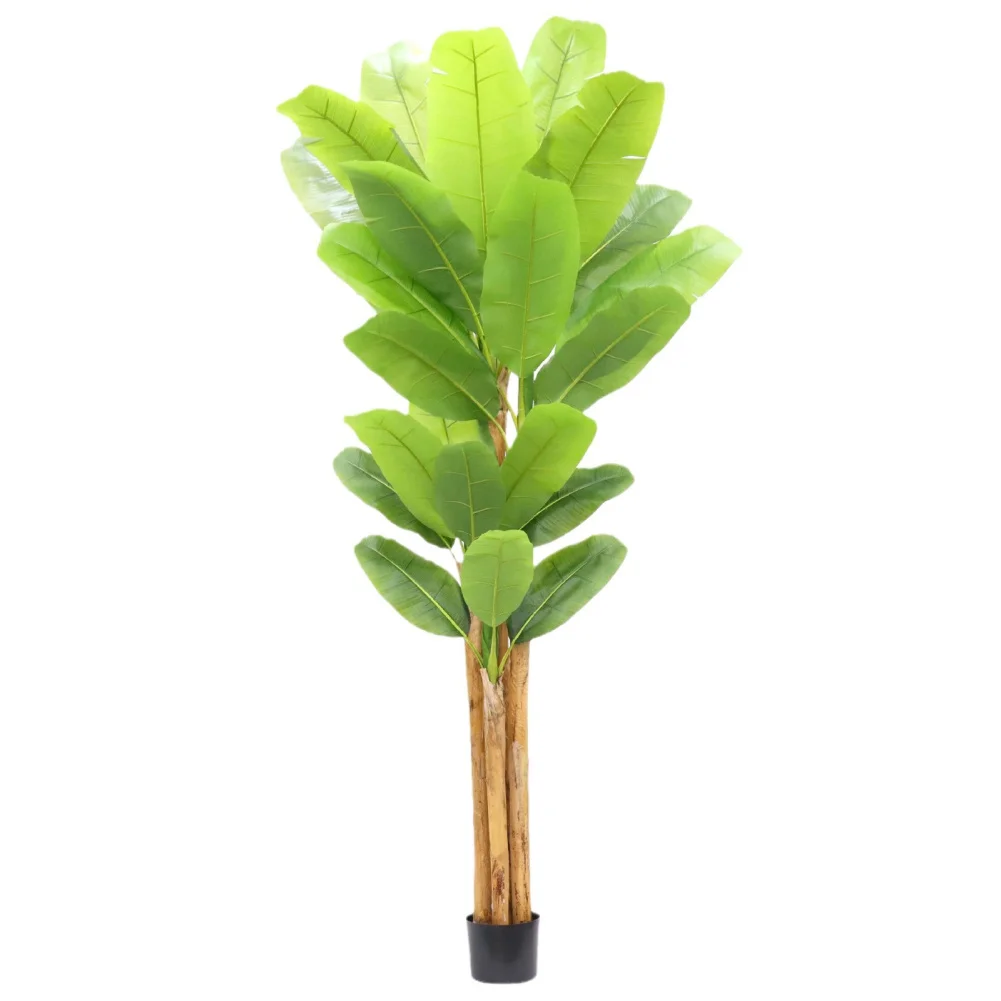 6.2FT/6.9FT Tall Artificial Banana Tree Fake Banana Tree With 10 Large Leaves And Natural Bark Greenery Potted Plant For Home