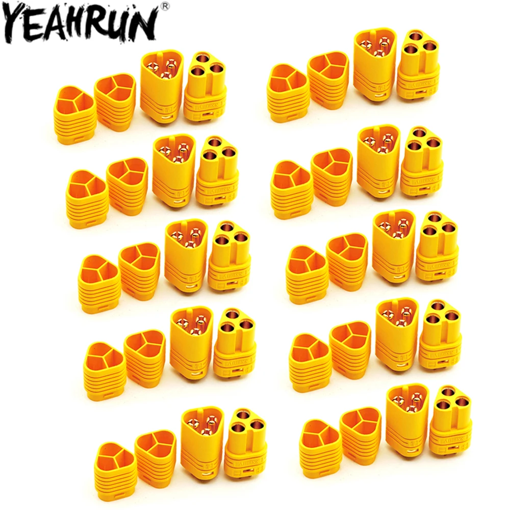 YEAHRUN 10Pair EC3 MT60 Male Female Bullet Connectors Banana Plugs T Plug for RC Lipo Battery RC Drone Airplane Car Parts