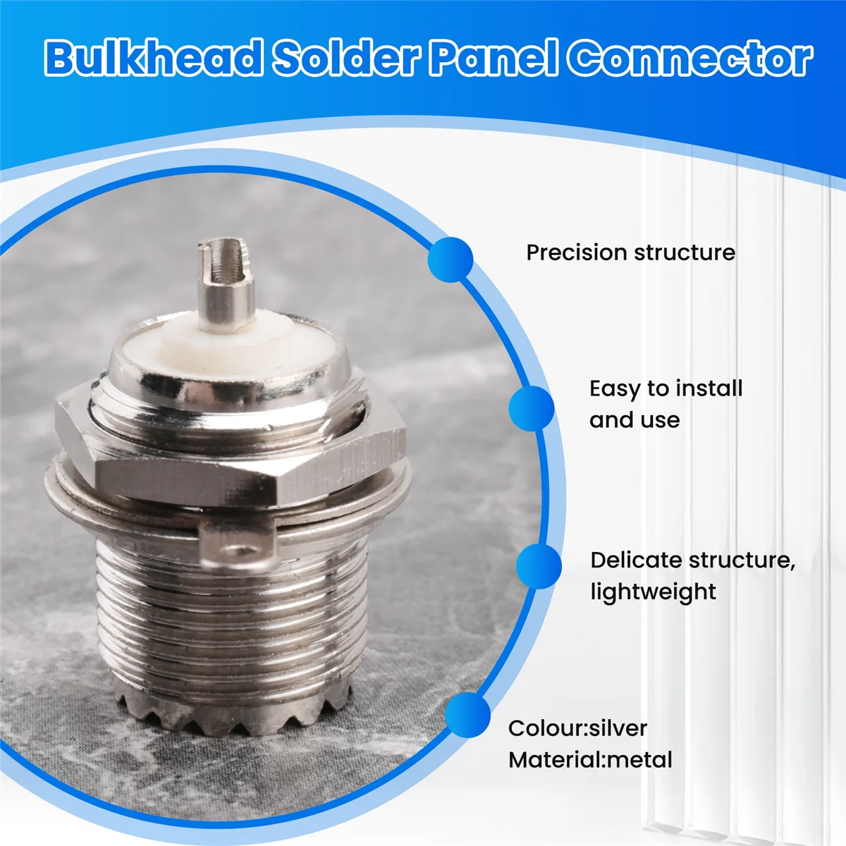 UHF Женский SO239 Разъем для переборки, паяная панель, прямой радиочастотный разъем, серебристый