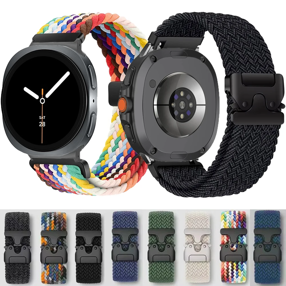 Geflochtenes Nylonarmband für Samsung Galaxy Watch 8 44 mm 40 mm, verstellbares Armband für Galaxy Watch 8 Classic 46 mm/8-7 Ultra 47 mm Band