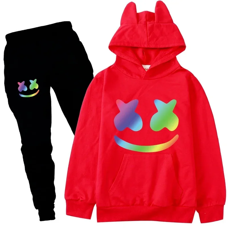 2-16y Frühling Herbst Kinder Kleidung Sets DJ Marsh mello Kinder Kleidung Baby Jungen Hoodies Hosen 2 Stück Set Trainings anzug Anime Outwear