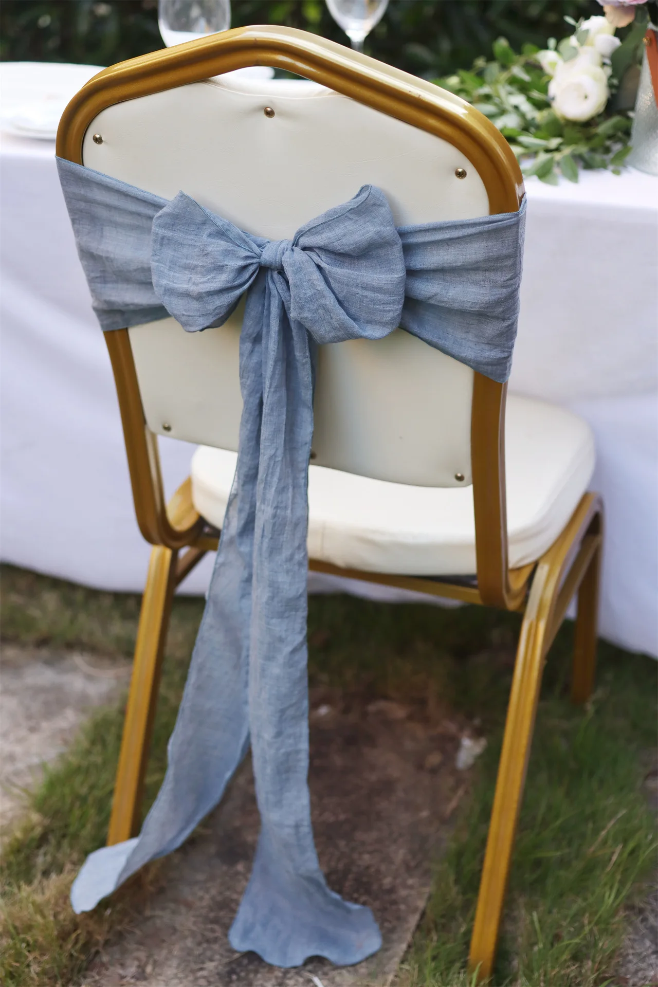 

10pcs Wedding Chair Sashes Rustic Bowknot Chair Cover Fabric 18x250cm Reception Party Banquet Event Home Hotel Decoration