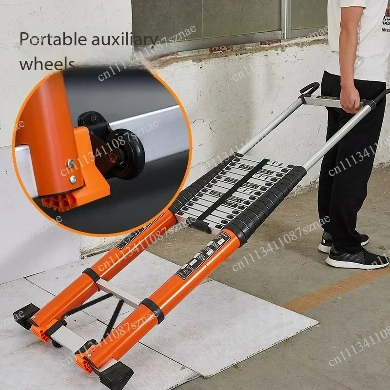 Heavy Duty Telescopic Portable Ladder with Hook, Long Straight Bamboo Ladder and Lifting Aluminum Ladder for Multi-Use