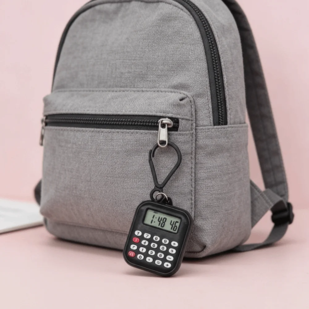 Multifunctional Mini Calculator 8 Digits Display Silent Button Keychain Calculator Portable Lightweight Student Calculator