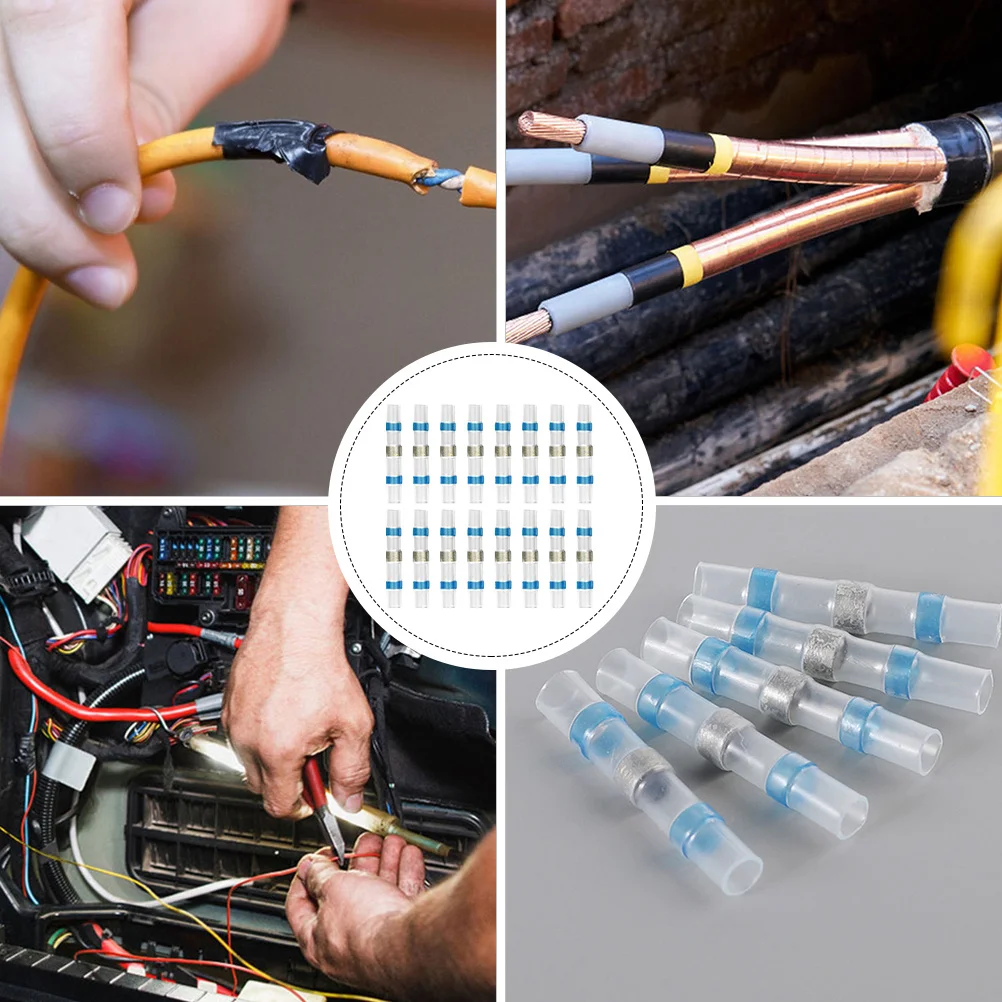 

200Pcs Wire Connectors Heat Shrink Butt Welding Seal Electrical Terminals for Automotive Marine Outdoor Sealing Wire Connectors