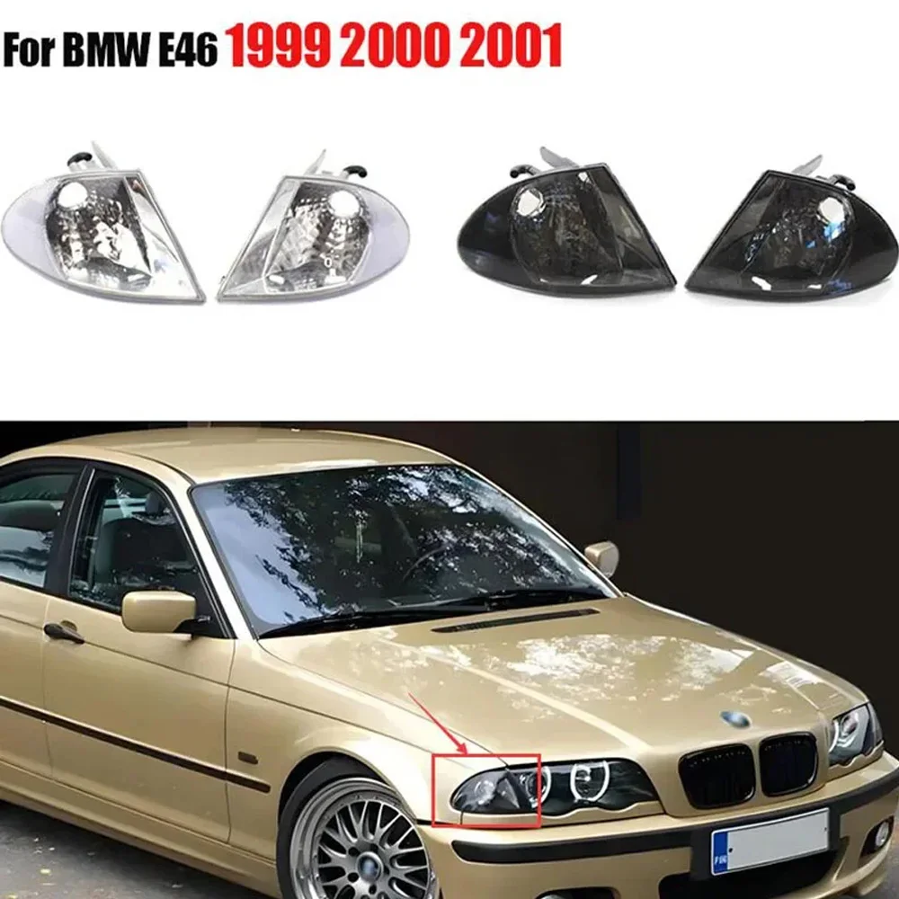 For BMW 3 Series E46 Sedan 1999 2000 2001 Flashing Fog Housing Without Bulb Front Headlight Car Corner Lamp Turn Signal Light