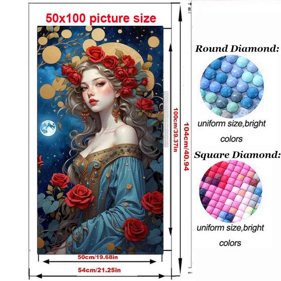 5D DIY Diamond Painting European Beauty and Flower Picture Mosaic Embroidery Full Drill Cross Stitch Rhinestones Home Decor