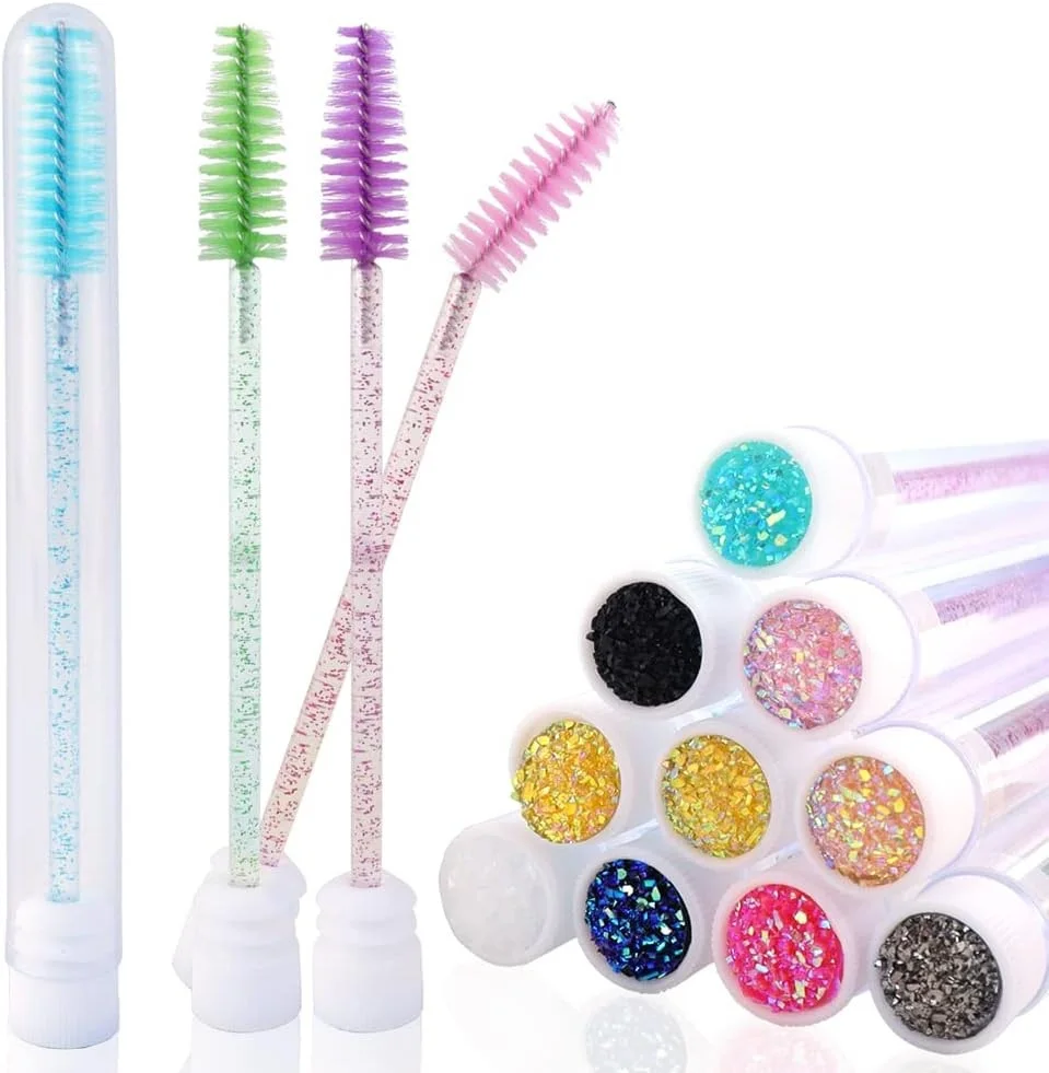 50sets Eyelash Mascara Wands With Tube Reusable Lash Spoolie Brush In Container Disposable Eyebrow Applicator Case Wholesale