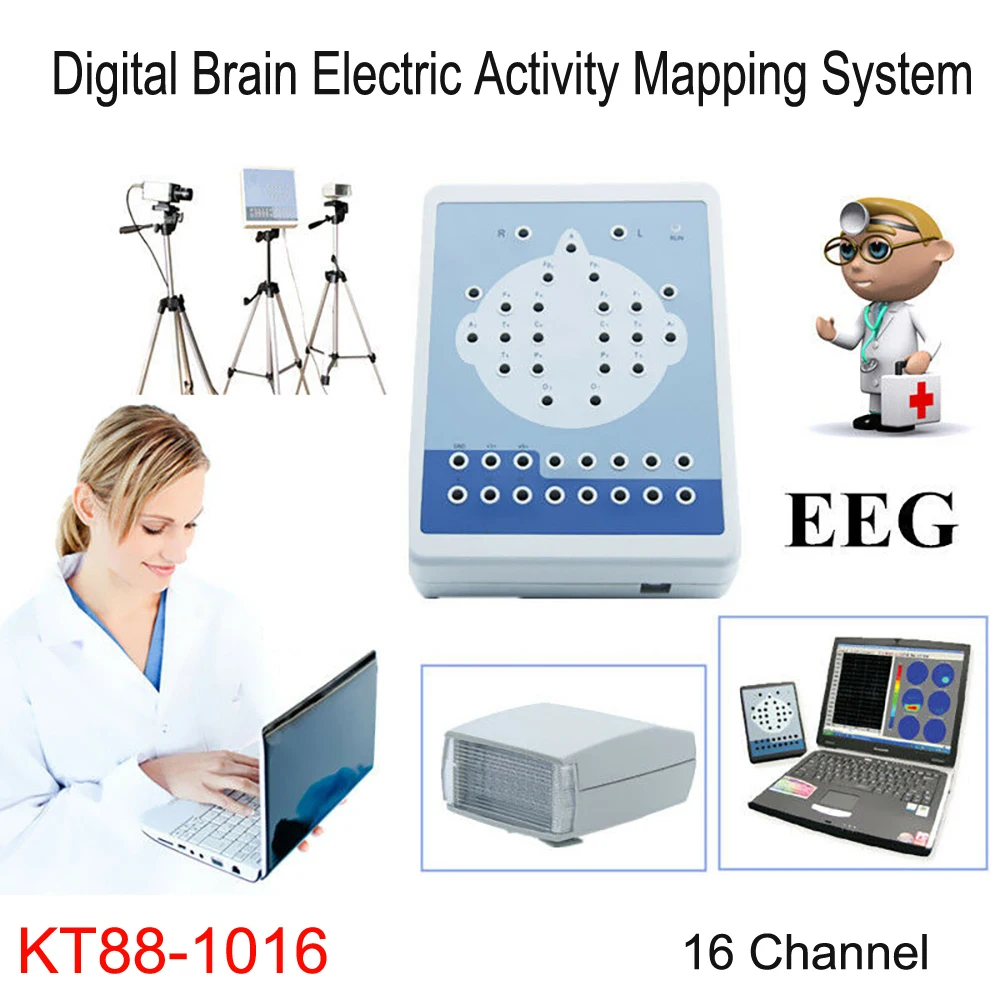 CONTEC KT88-1016 EEG 16 Channel Digital  Mapping System, Brain Electric, Free 2 Tripods