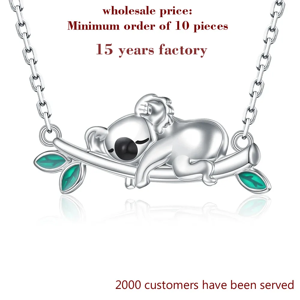 

925 Sterling Silver Cute Animal Koala Necklace Fine Jewelry Christmas Birthday Best Gifts for Women Teen Girls Daughter Friends