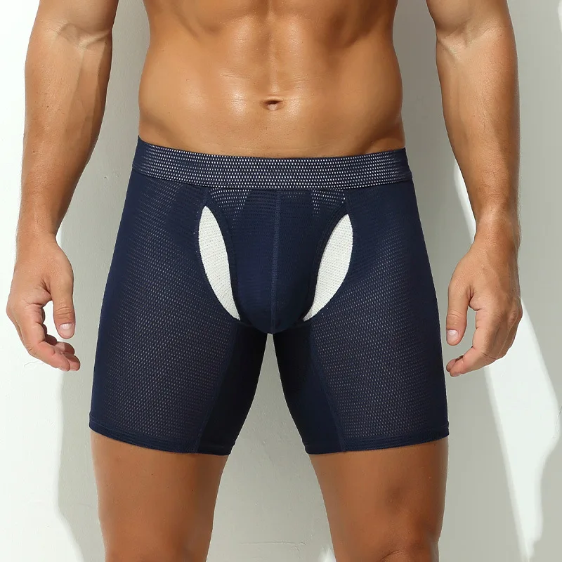 

Mens Sexy Boxer Shorts Pouch Underwear Breathable Sports Anti-Friction Extended Boxers Knickers Calzoncillos Trunks Cuecas