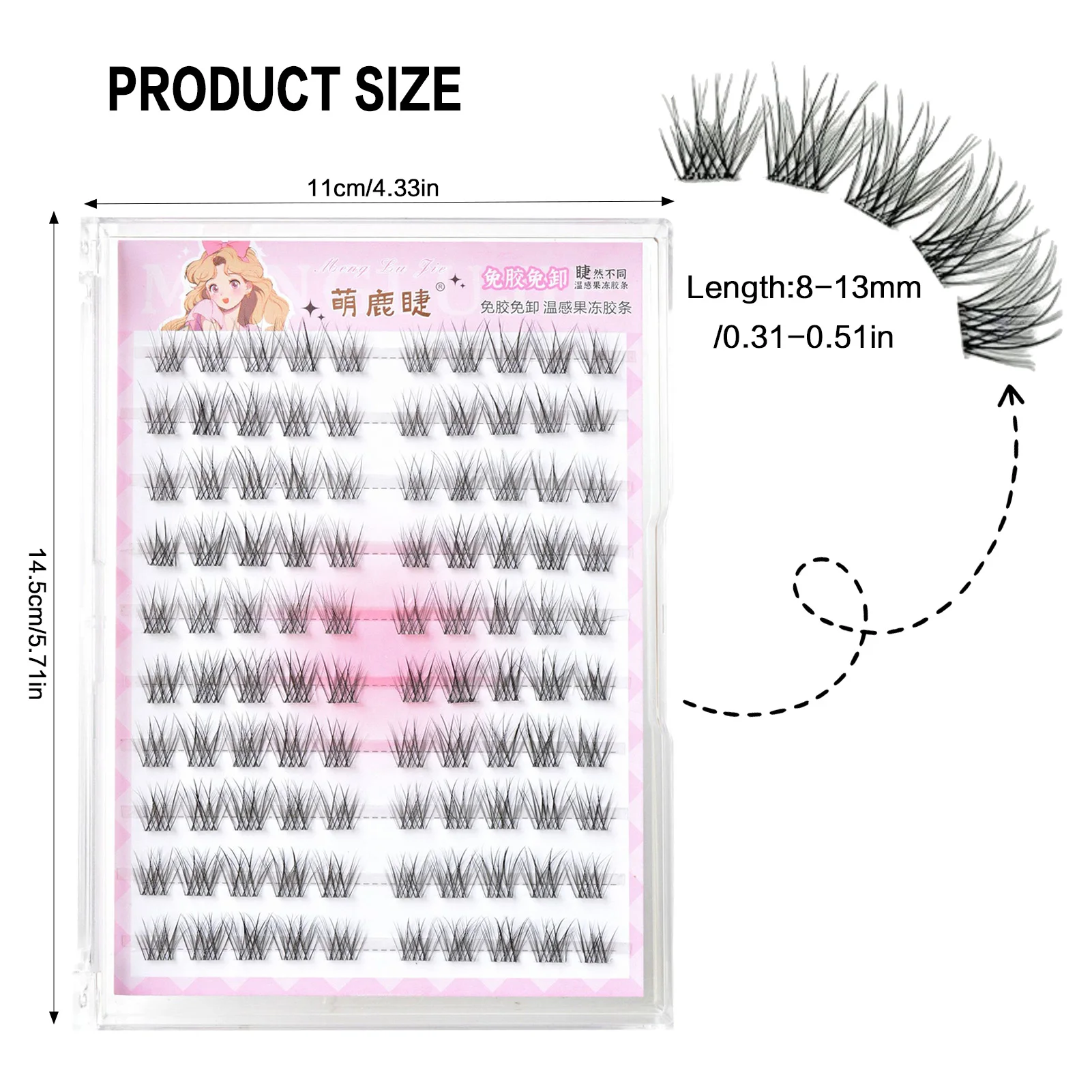 رموش صناعية على طراز الطفل تمديد رموش ناعمة منحنية مجزأة طبيعية لصالونات المكياج اليومي ذاتية الصنع