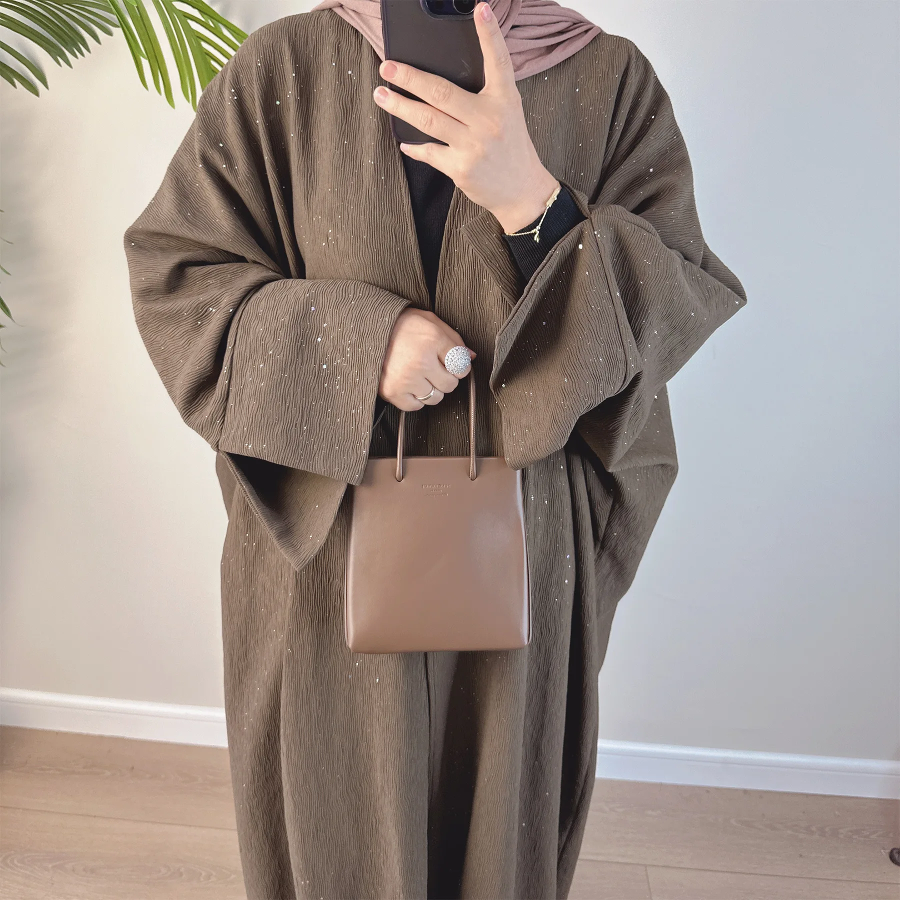 Autumn Winter Abaya Dubai Luxury Glitter Thick Kimono Muslim Cardigan Coat Abayas for Women Islamic Clothes Turkey Hijab Outwear