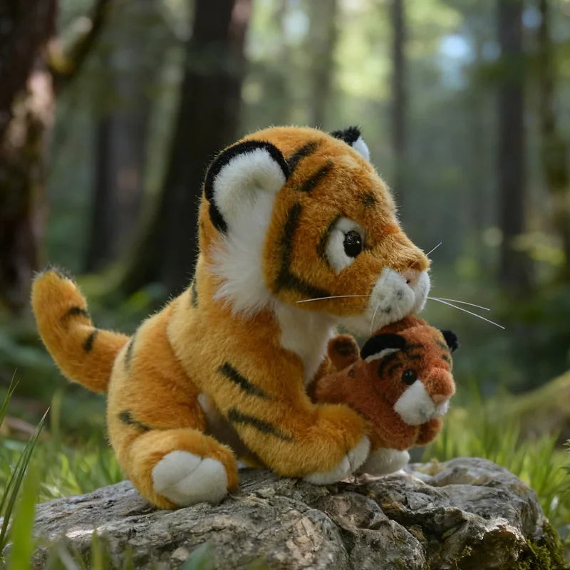 لطيف الأم والابن النمر ألعاب من القطيفة مقلد النمر الحيوان الدمى Kawaii سطح المكتب العناصر الزخرفية هدايا عيد ميلاد لصديق الأطفال