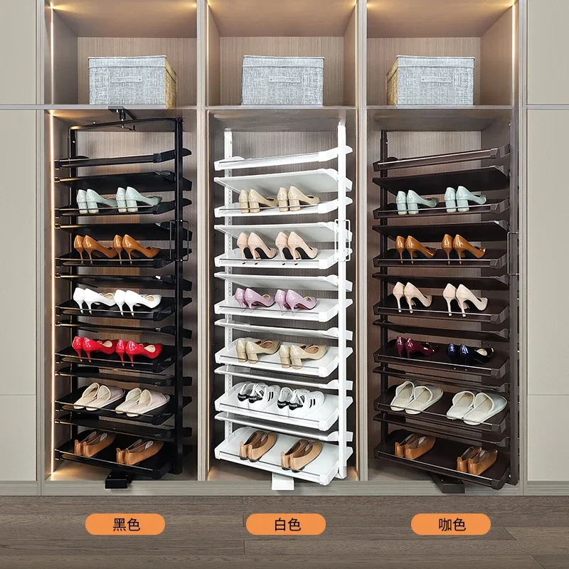 Rotating shoe rack 360 degree home multi-layer customized built-in hardware accessories height adjustable rotating shoe cabinet