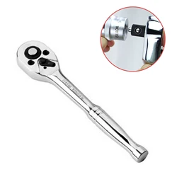 1Pc 1/4 In High Torque Ratchet Wrench Socket Quick Release Square Head Spanner Two-way Ratchet Socket Wrench Auto Repair Tool