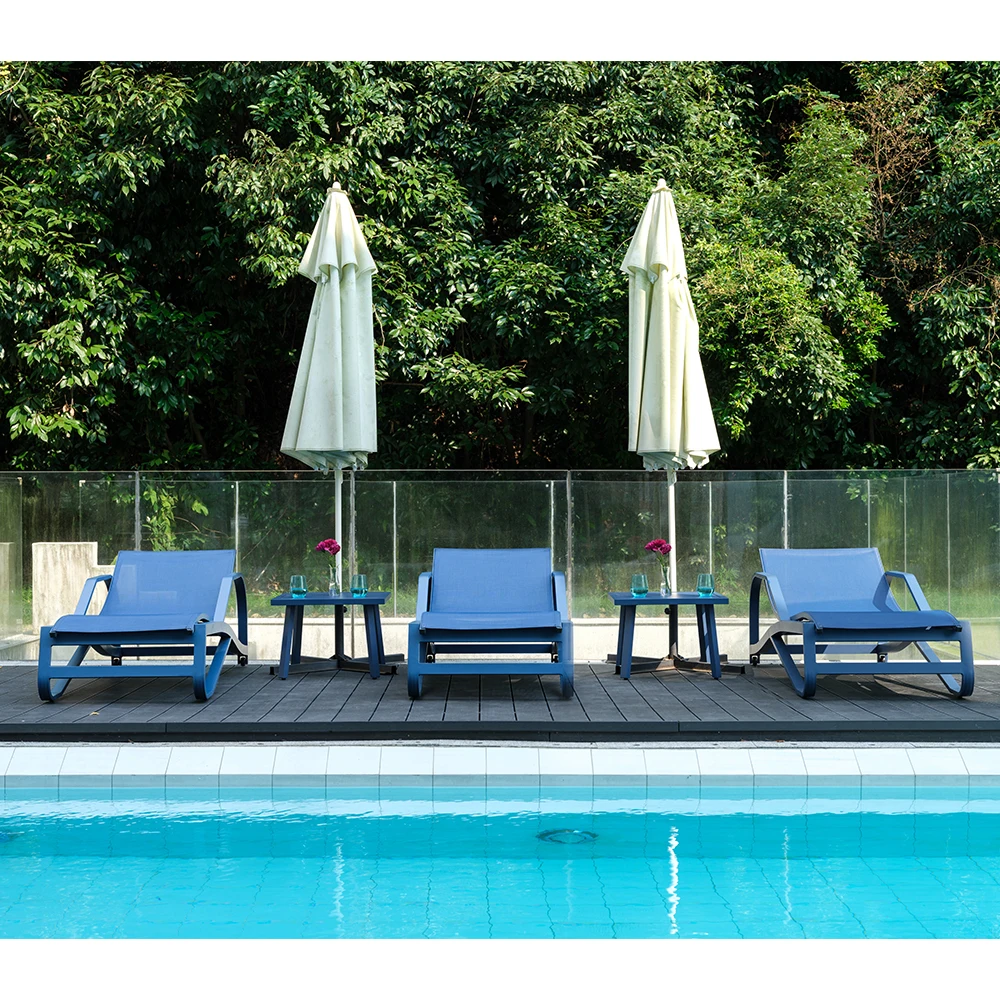 

New Design Garden Sets Furniture Lounge Sofa Aluminum Sun Loungers Sunbed Outdoor Plastic Beach Lounge Chairs