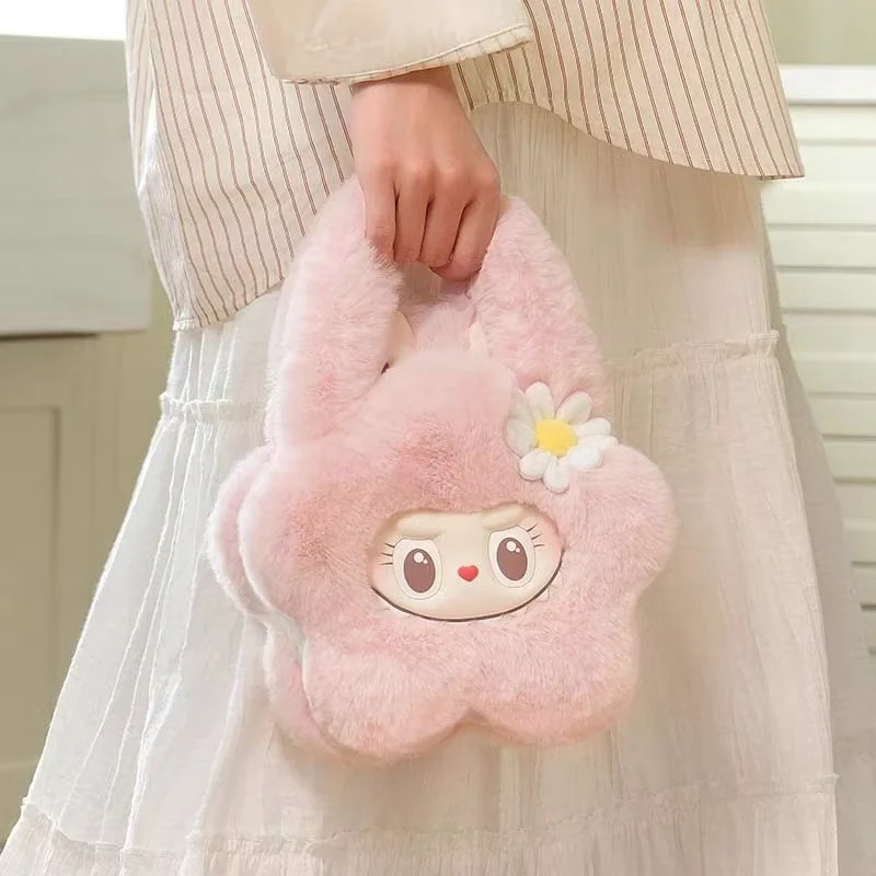 Echte Pop Mart Labubu Pluche Cross Body Bag Action Figure Labubu Monster Model Mokoko Pluche Tas Ornament Gift Kinderen Speelgoed