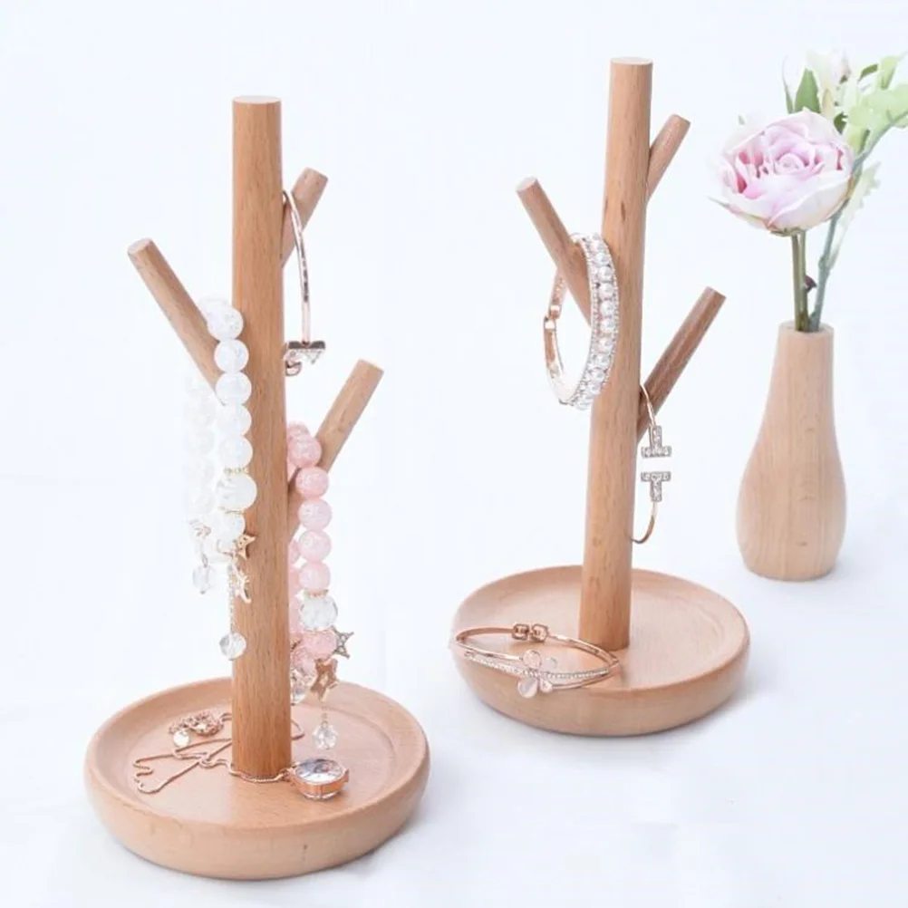

Wooden Jewelry Rack Displays Necklace Stand Tree Organizer Earrings Holder Hanging