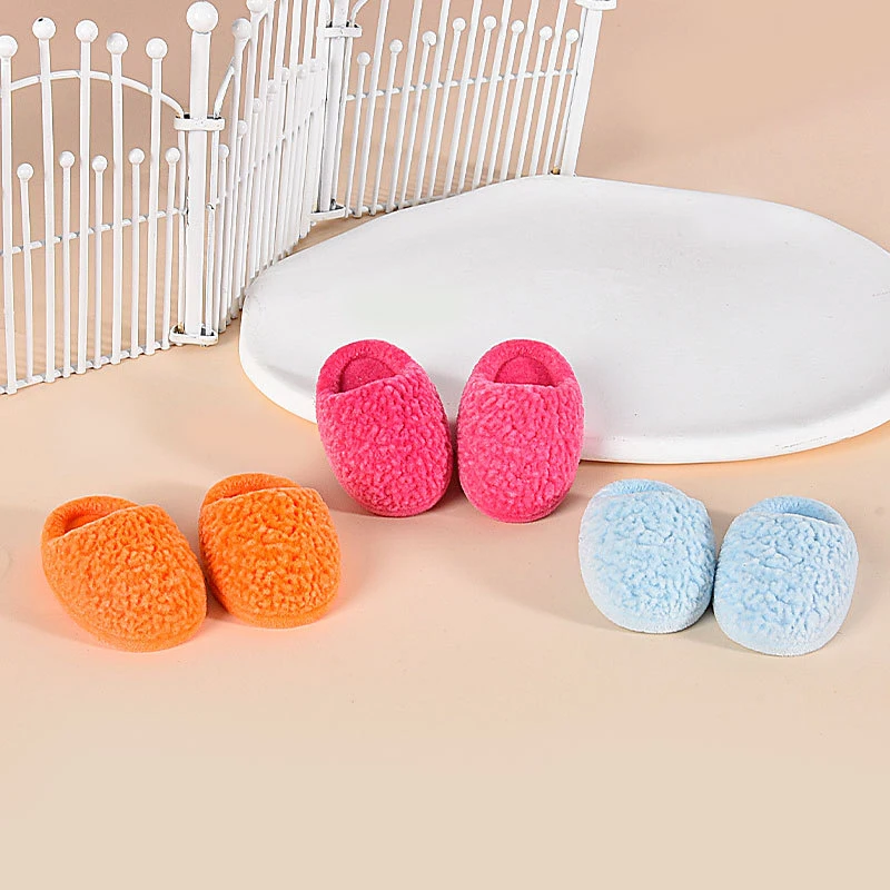 1Pair 1:6 Dollhouse Miniature Slippers Simulation Flocking Slippers Home Model Decor Toy Doll House Accessories