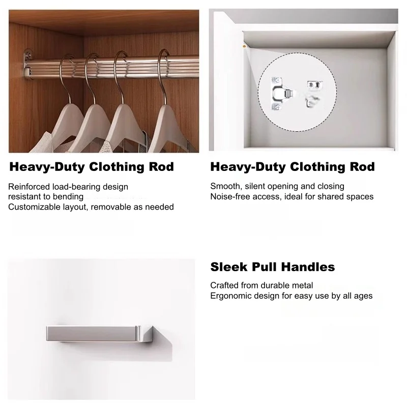 خزانة ملابس ذات أبواب مفصلية عالية الجودة على الطراز الحديث - تصميم فعال للمساحة لغرفة النوم #3