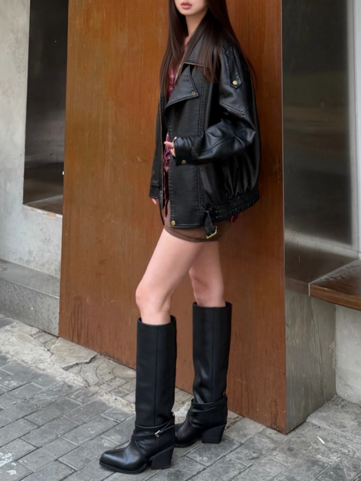 Women's Fashion Boots 2026 New Style Retro Belted High Tubc Double Wear Sharp Pointed Toe Thick Heel Long Boots Trendy