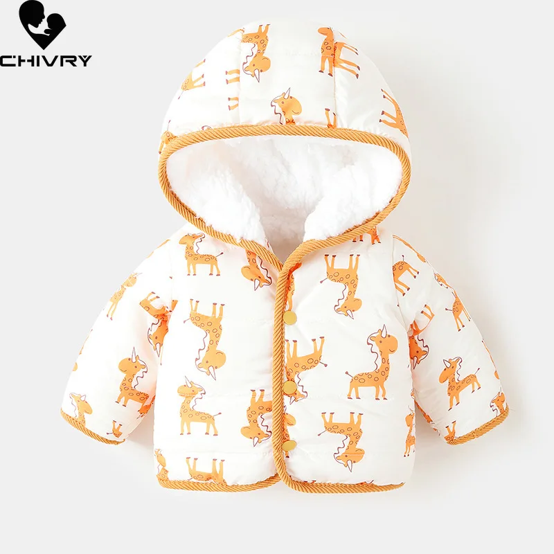 

Autumn Winter Kids Cotton-padded Jacket Infant Baby Boys Girls Cartoon Hooded Warm Parkas Coat Children's Down Jackets Outerwear