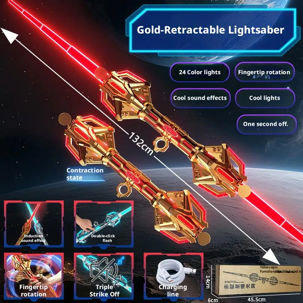 Kids Laser Sword Retractable Lightsaber Transformation Sword Cool Flashing Toy play role Cosplay Children's Laser party S9Y2