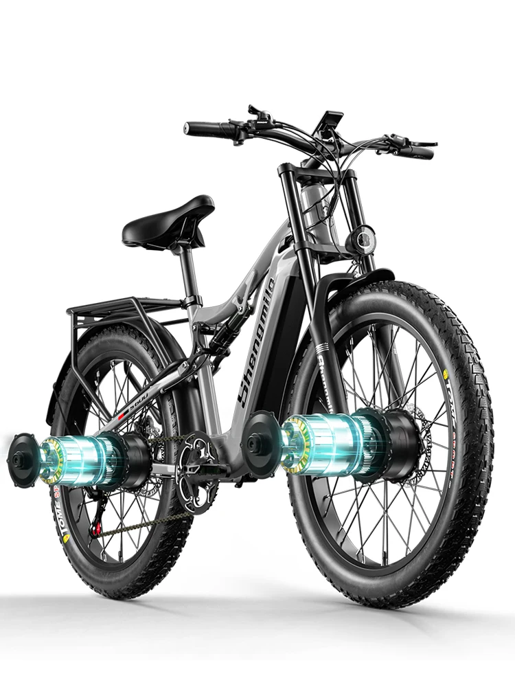 Shengmilo S600 Elektrofahrrad für Erwachsene, Herren E-Mountainbike mit zwei Motoren, 48V840WH Batterie, 26-Zoll-Fat-Tire-E-Bike
