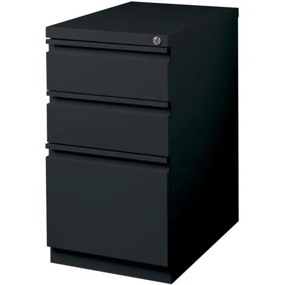 

27.75 Lockable Black Metal File Cabinet, Pre-Assembled, Stationary, Letter Size for Home or Office Use