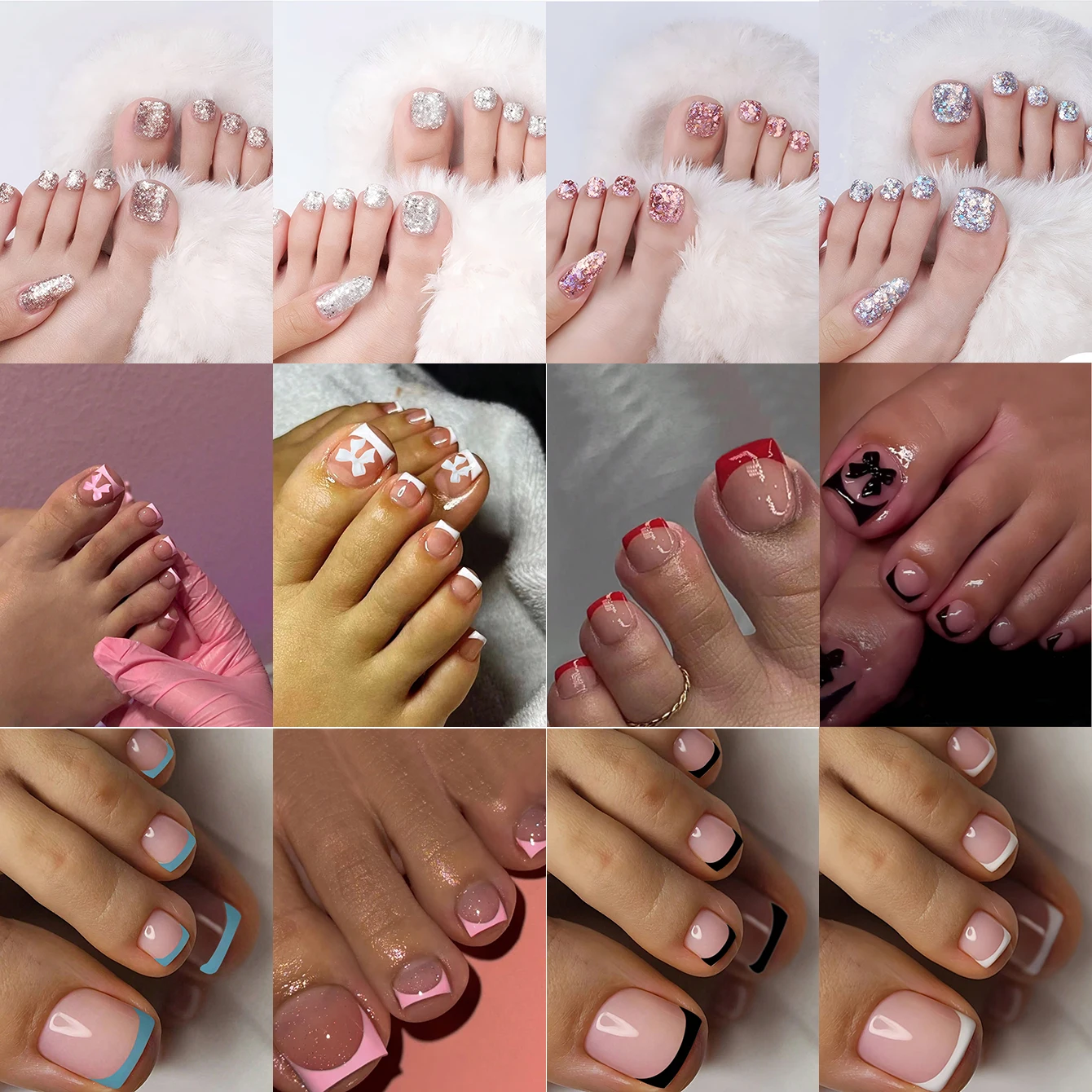 

288PCS Square Short False Nails Different Nail Art Pieces Reusable Full-Coverage Nails with1 Jelly Gel and 1 Nail File