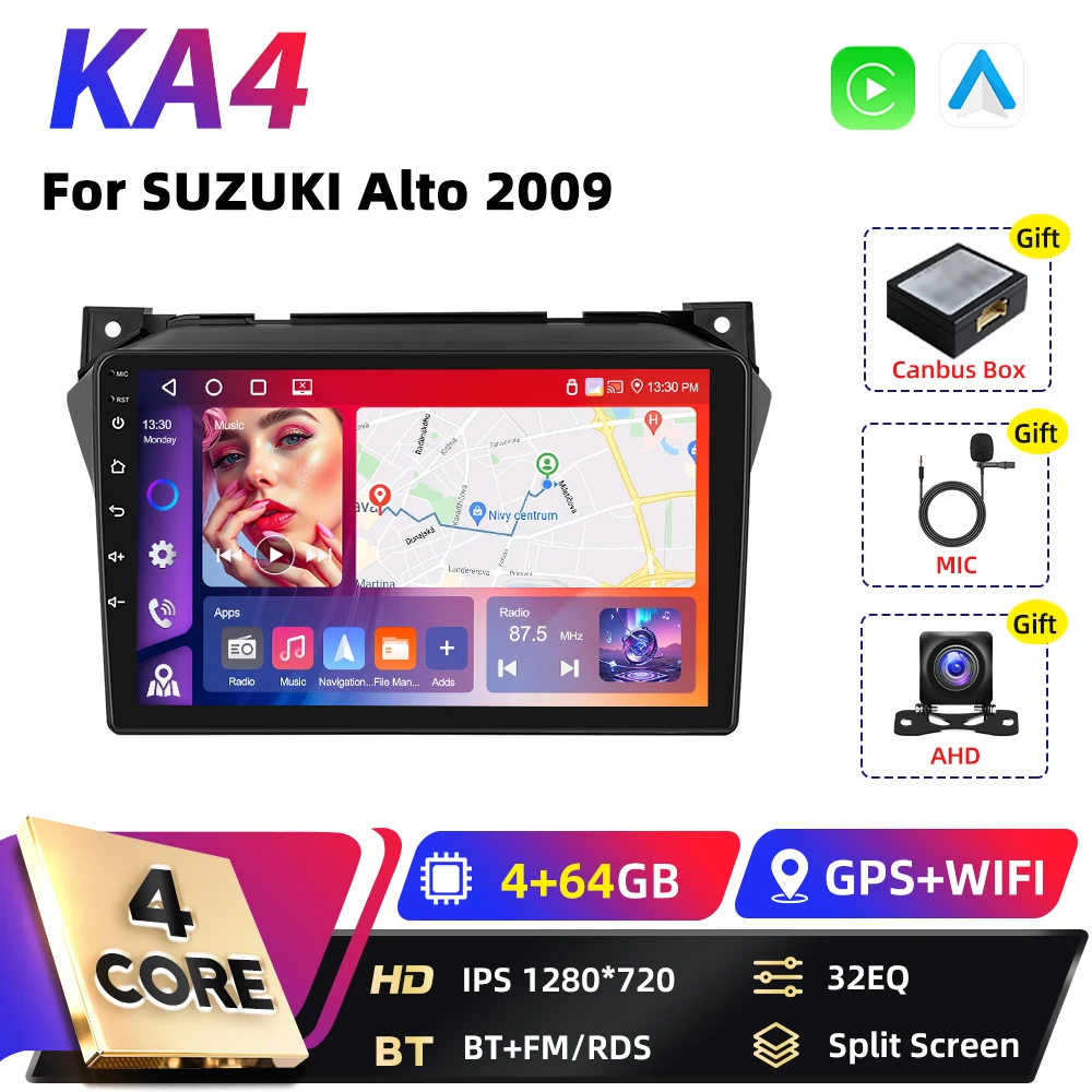 Podofo Carplay Android Android Auto Autoradio Voor SUZUKI Alto 2009 Qualcomm Snapdragon BT GPS DSP WIFI FM RDS 2DIN Autoradio
