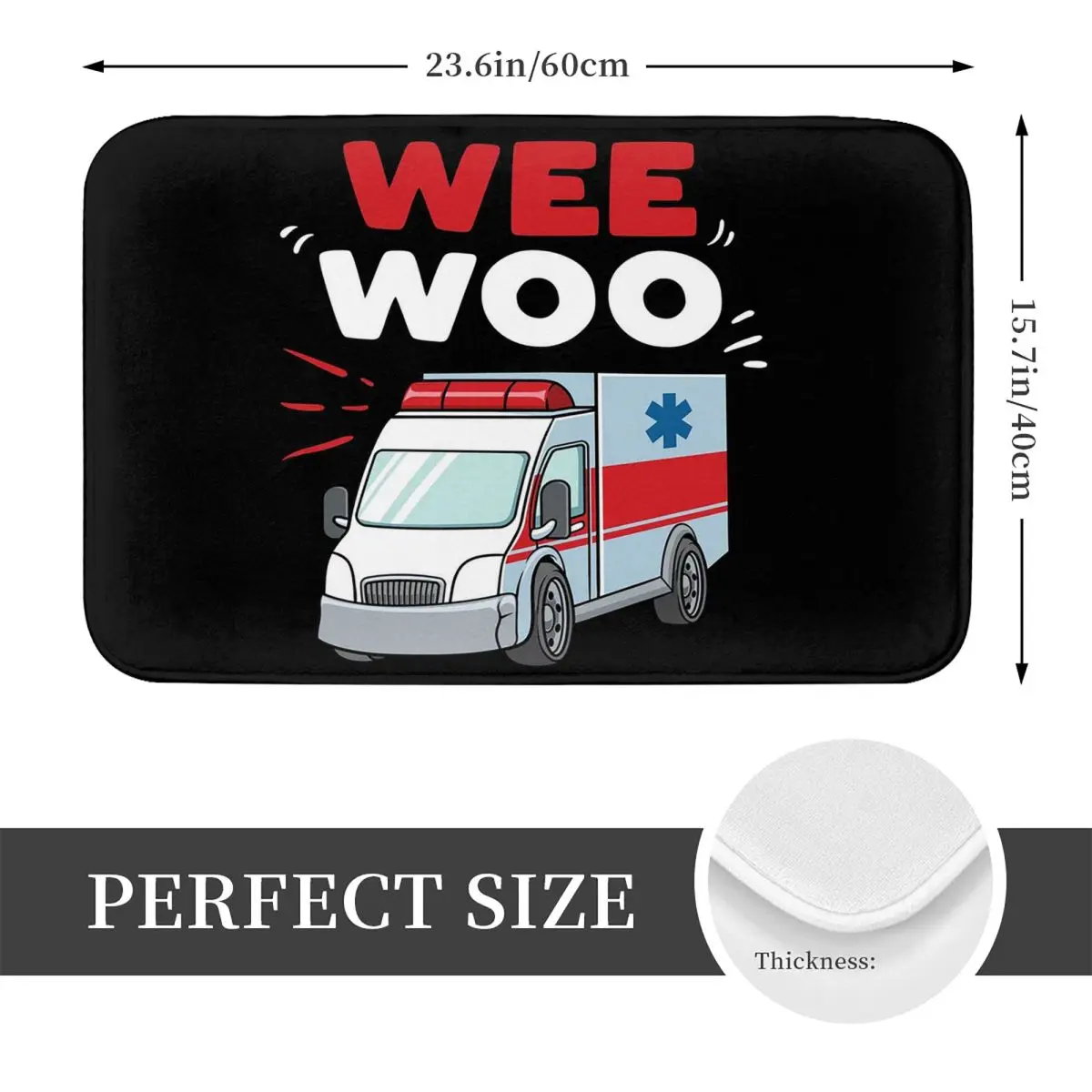 Wee Woo Ambulance Paramedic Emergency Medic Gift Anti-slip Doormat Floor Mat Carpet Rug for Kitchen Entrance Home Footpad Mats