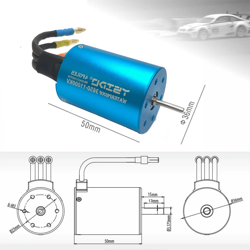 YSIDO 3650 Brushless Motor 60A/80A/120A ESC W/ Heatsink Cooling Combo for Axial Traxxas HSP Tamiya Arrma RedCat 1/10 RC Car Part view 2